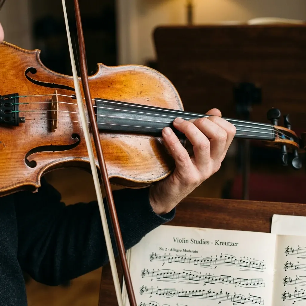 A violin lesson up close