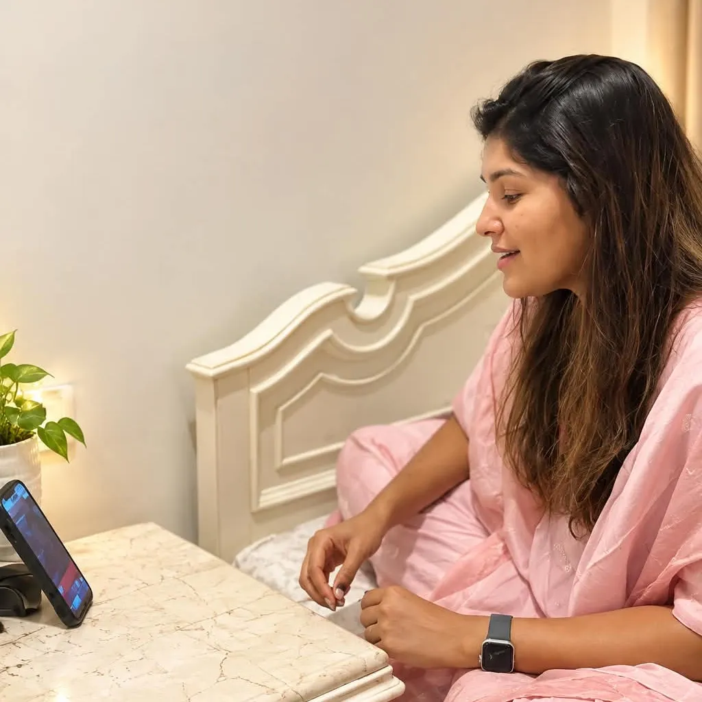 A student singing at home during a vocal lesson